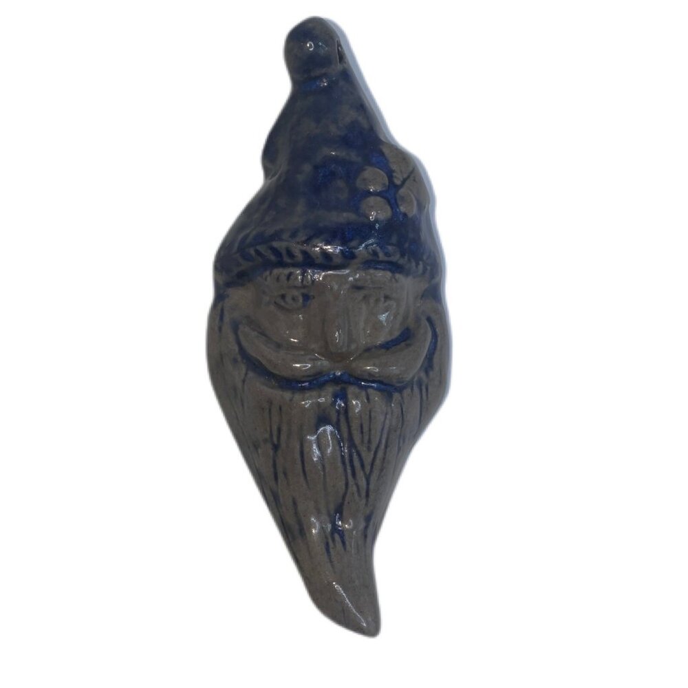 Rowe Pottery Works 1993? Salt Glaze Stoneware Santa  Hanging Tree Ornament